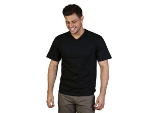 170g Combed Cotton V-neck T-shirt - Black - While Stocks Last