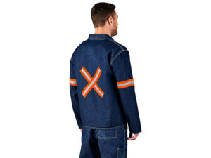Cast Premium 100% Cotton Denim Jacket - Reflective Arms And Back - Orange Tape
