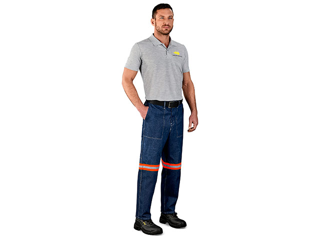 Cast Premium 100 Percent Cotton Denim Pants - Reflective Legs - Orange Tape