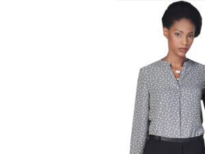 K229 Fleur Ladies Long Sleeve Aria Blouse - Leaf Print Georgette