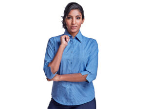 Ladies 3/4 Sleeve Micro Check Shirt