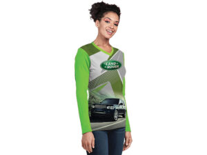 Ladies 50/50 Long Sleeve Vneck T-Shirt
