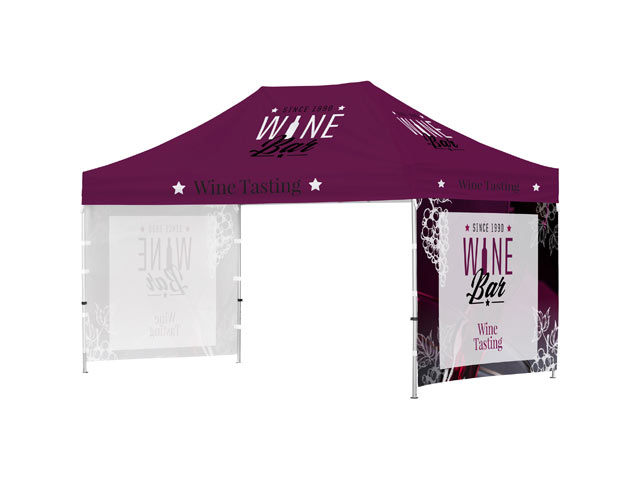 Ovation Sublimated Gazebo 4.5M X 3M - 2 Short Full-Wall Skins