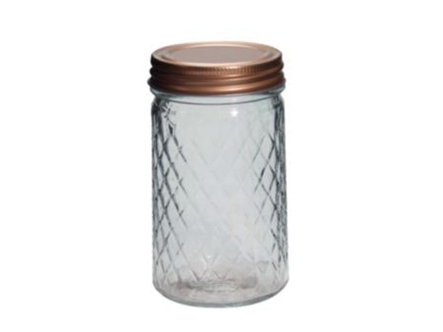 Pineapple Pattern Jar With Copper Lid 310Ml