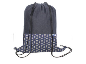 Shweshwe and Denim Drawstring Bag