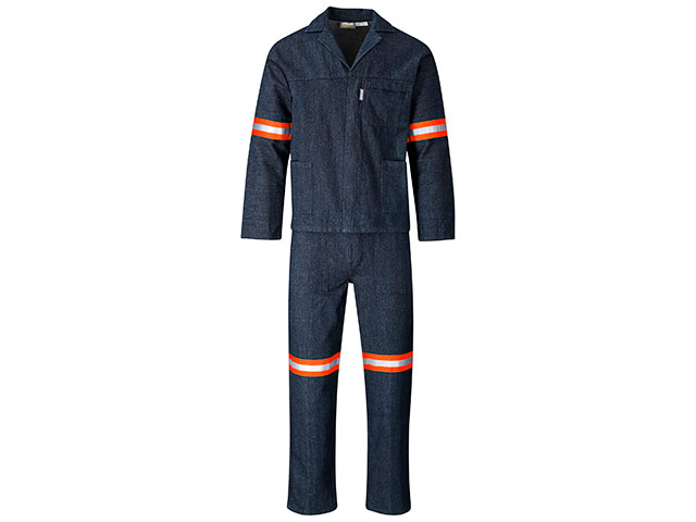 Vintage 100 Percent Cotton Denim Conti Suit - Reflective Arms and Legs - Orange Tape - Image 2