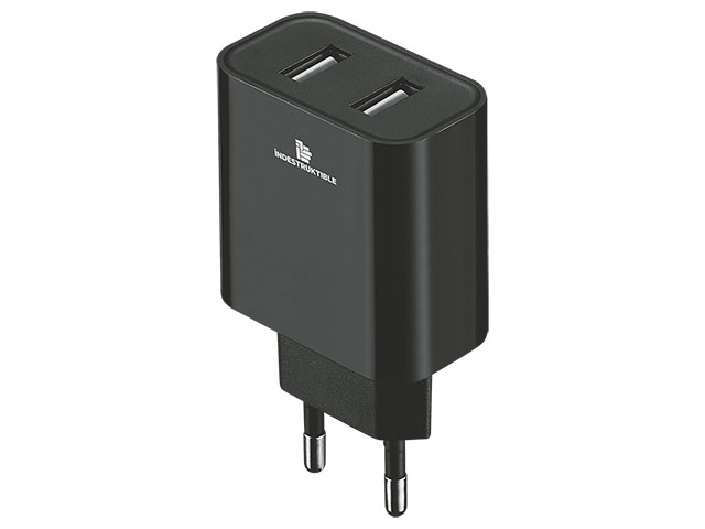 Ind 3.1Amp Dual Usb Wall Charger With Micro-Usb Andamp;Amp; Type-C Cables