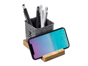 Okiyo Kyadi Recycled Pet And Bamboo Desk Caddy Phone Stand
