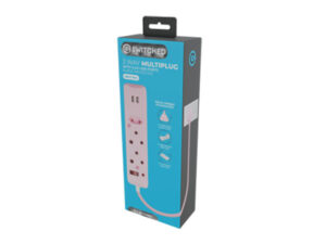 Switched 3 Way Medium Surge Protected Multiplug With Dual 2.4A Usb Ports 0.5M Braided Cord