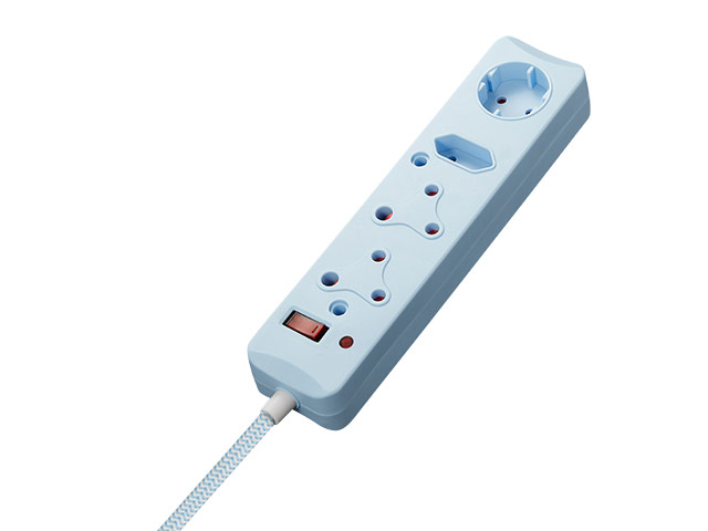 Switched 4 Way Medium Surge Protected Multiplug 0.5M Braided Cord