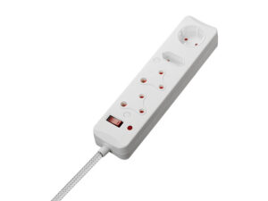 Switched 4 Way Medium Surge Protected Multiplug 0.5M Braided Cord
