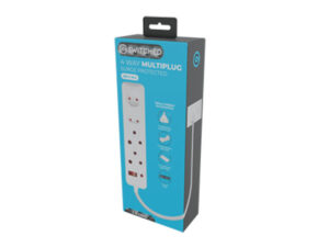 Switched 4 Way Surge Protected Multiplug 3M Braided Cord
