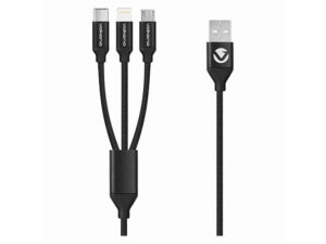 Volkano Weave Series Fabric Braided 3 In 1 (Type-C / Lightning / Micro) Cable 1M -