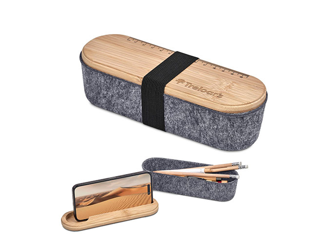 Okiyo Byoga Recycled Pet Felt And Bamboo Stationery Case