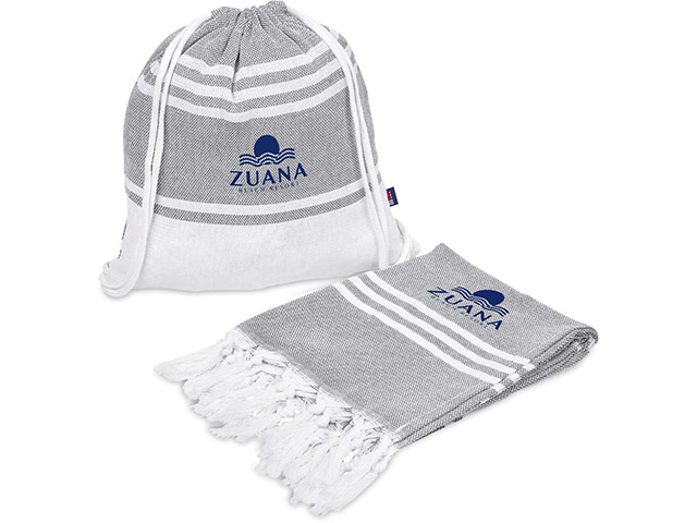 Us Basic Santa Cruz Cotton-Rich Beach Towel And Drawstring Bag - Image 2