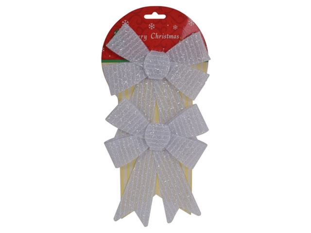 Christmas Silver Glitter Bow Set