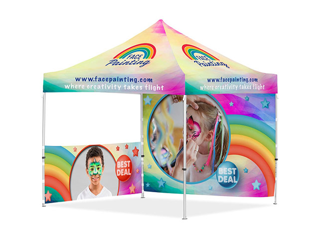 Coated Steel Sublimated Gazebo 3m x 3m - 1 Half-Wall Skin - 1 Full-Wall Skin