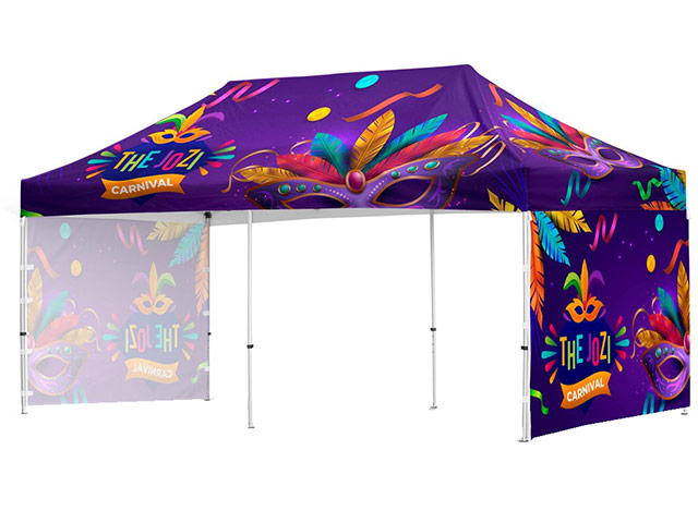 Coated Steel Sublimated Gazebo 6m x 3m - 2 Short Full-Wall Skins