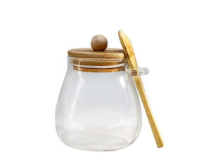 Honey Jar With Wooden Lid And Spoon (430Ml)