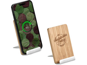 Okiyo Hakka Bamboo & Recycled Aluminium Wireless Charging Phone Stand