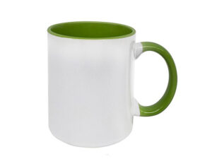 Standard 11Oz Sublimation Mug White Outside/Green Inside And Handle