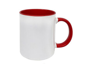 Standard 11Oz Sublimation Mug White Outside/Red Inside And Handle
